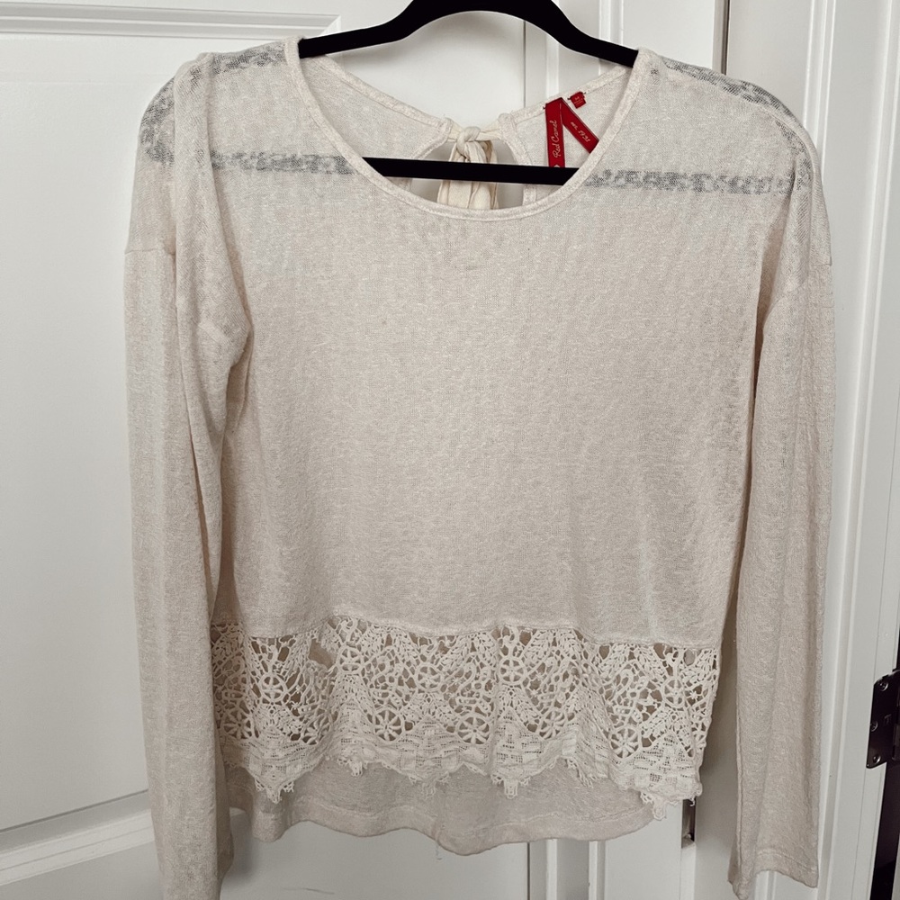 White/Cream Long-Sleeve Boutique Blouse